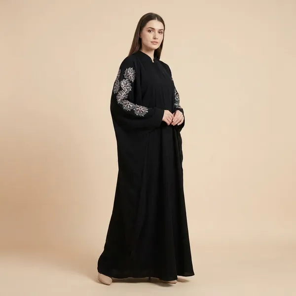 Black_Embroidered_Abaya_With_Floral_Sleeves_And_Back_Design