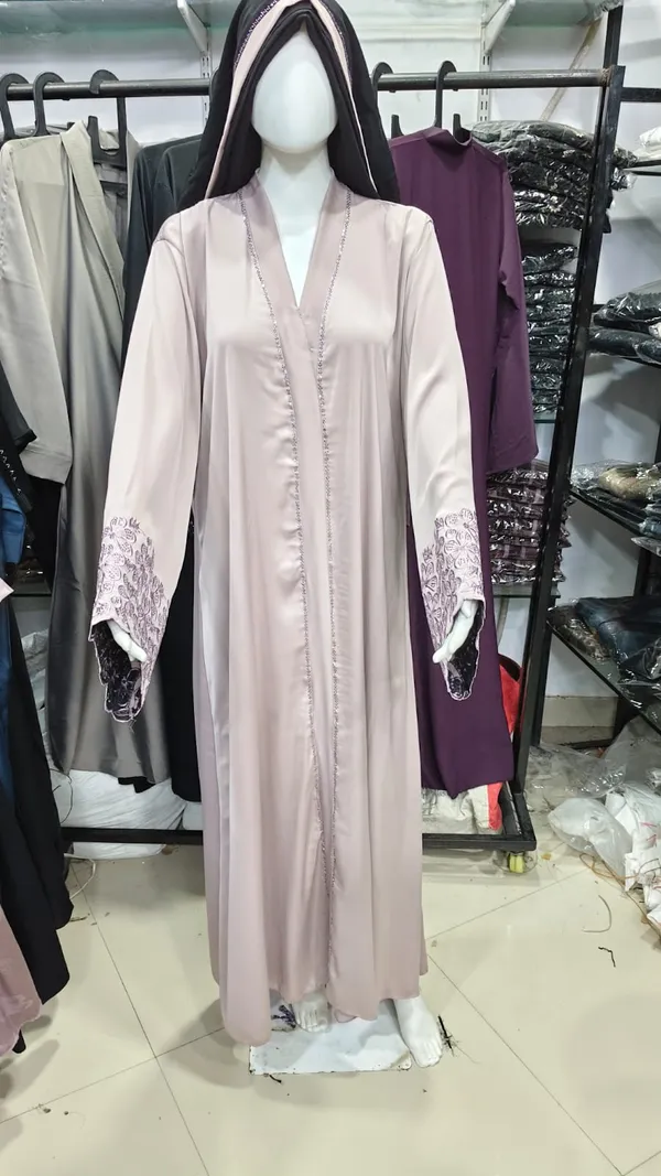 Beige_Embroidered_Abaya_With_Lace_For_Women