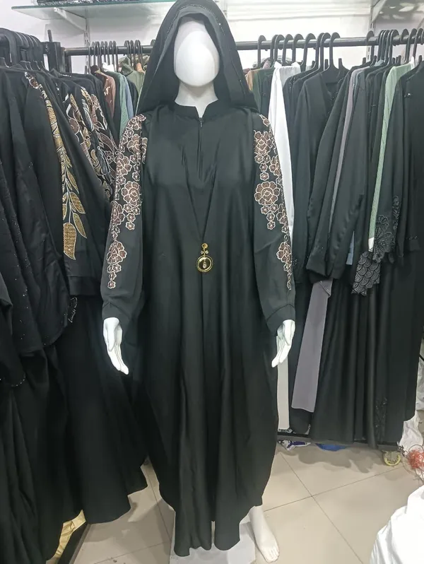 Black_Embroidered_Abaya_With_Golden_Floral_Design