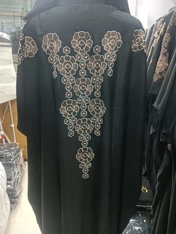 Black_Embroidered_Abaya_With_Golden_Floral_Design