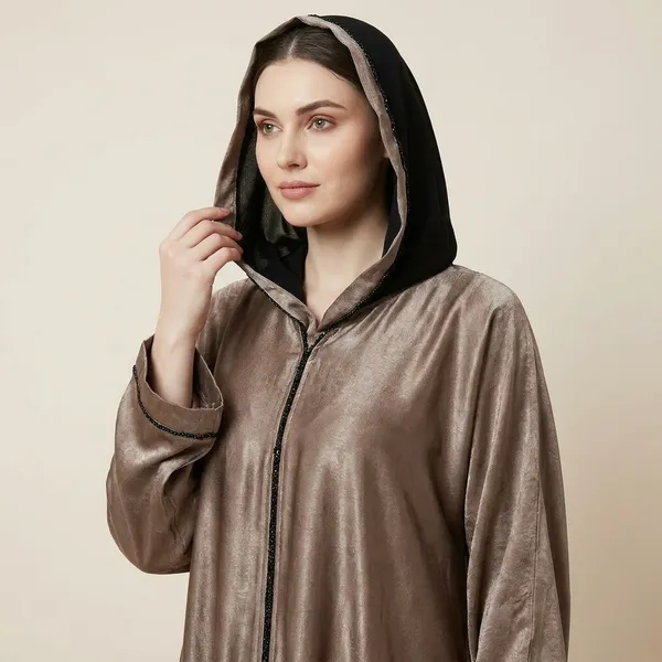 Beige_Hooded_Abaya_With_Black_Trim_-_Full-Length_Islamic_Robe_For_Women