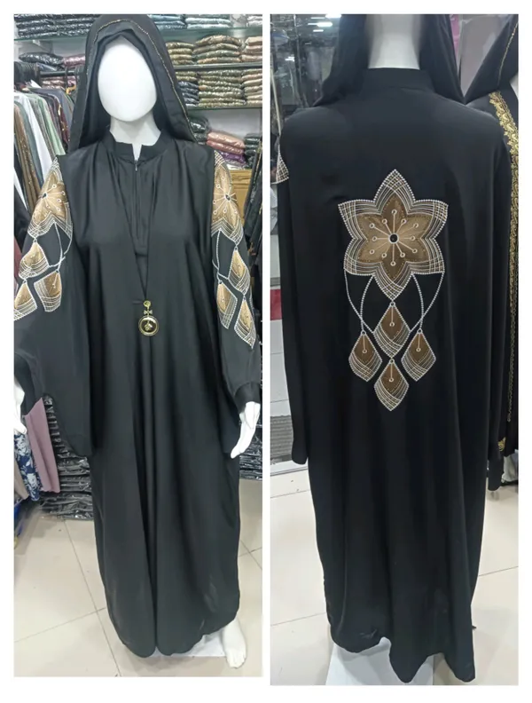 Black_Abaya_With_Golden_Embroidery_And_Floral_Design