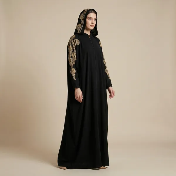 Black_Embroidered_Abaya_With_Golden_Floral_Design