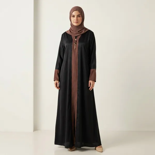 Teal_And_Panel_Elegant_Abaya_With_Golden_Detailing