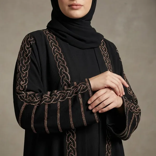 Black_Embroidered_Abaya_With_Silver_Detailing