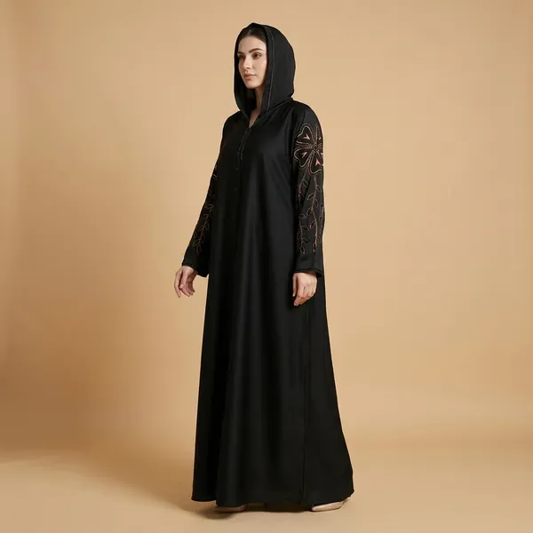 Black_Embroidered_Abaya_With_Floral_Sleeves_And_Back_Design