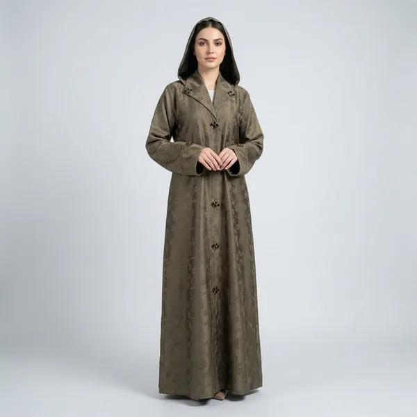 Olive_Green_Designer_Embroidered_Abaya_With_Decorative_Buttons