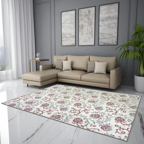 Roluxoria®_–_Welspun_981_Gsm_Anti_Skid_And_Machine_Washable_Polyester_Carpet_For_Bedroom_(Light_Beige)