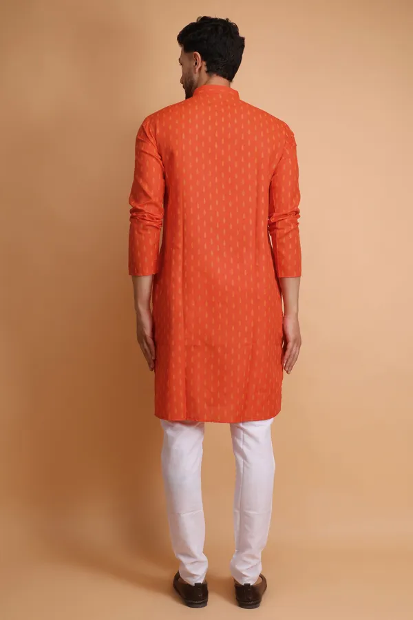 Red_Slub_Cotton_Kurta_Pajama_Set_For_Men