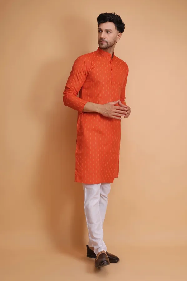 Red_Slub_Cotton_Kurta_Pajama_Set_For_Men