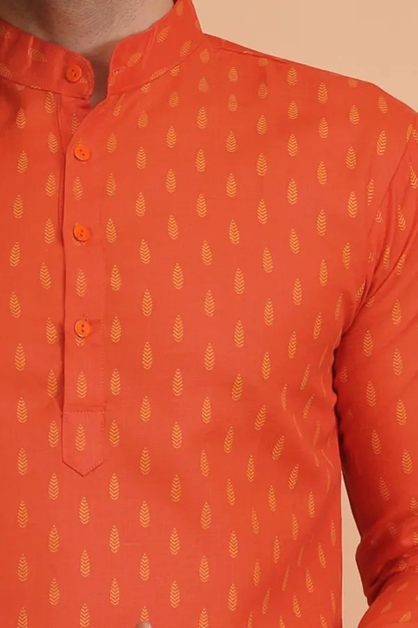 Red_Slub_Cotton_Kurta_For_Men