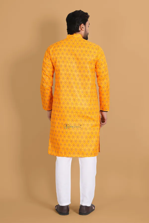 Yellow_Slub_Cotton_Kurta_For_Men