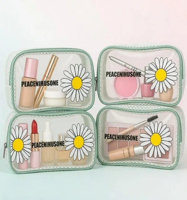 4_Pcs_Makeup_Cosmetic_Bag_Set_for_Women_�_Waterproof_Travel_Wash_Bag_with_Handle,_Large_Capacity_Toiletry_&_Skincare_Organizer-Assorted_Colors