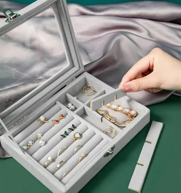 Velvet_Jewellery_Organizer_Gift_Storage_Box_with_Clear_Lid_�_Portable_Jewelry_Case_with_Multiple_Compartments_for_Rings,_Earrings_&_Necklaces_for_Girls_and_Women-Grey