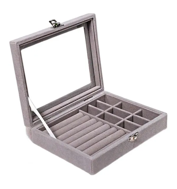 Velvet_Jewellery_Organizer_Gift_Storage_Box_with_Clear_Lid_�_Portable_Jewelry_Case_with_Multiple_Compartments_for_Rings,_Earrings_&_Necklaces_for_Girls_and_Women-Grey