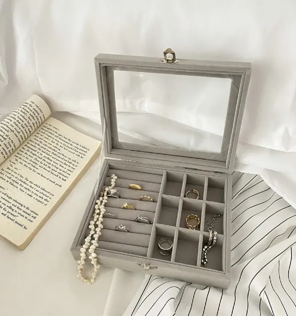 Velvet_Jewellery_Organizer_Gift_Storage_Box_with_Clear_Lid_�_Portable_Jewelry_Case_with_Multiple_Compartments_for_Rings,_Earrings_&_Necklaces_for_Girls_and_Women-Grey