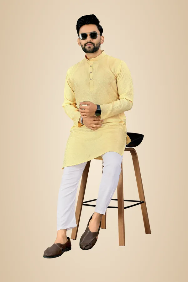 Traditional_Love_Men_Solid_Straight_Kurta_(Yellow)
