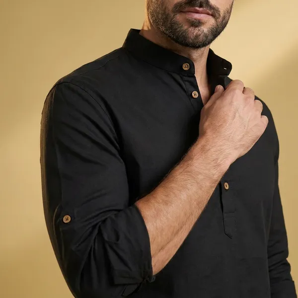S_Kuada_Men_Solid_Straight_Shirt_(Black)