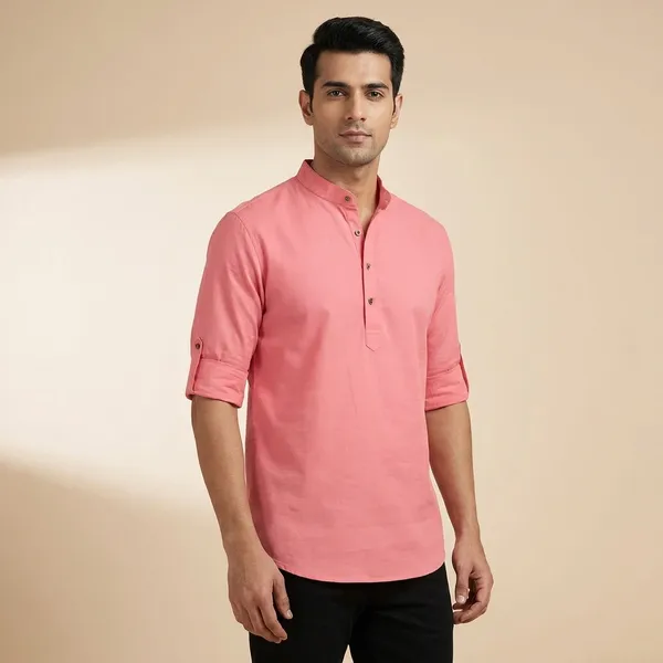 White_And_Pink_Finfolk_Selersathi_Men_Solid_Straight_Shirt_For_Men_(Pack_of_2)