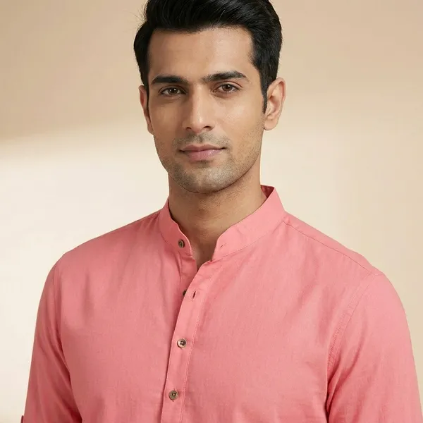 White_And_Pink_Finfolk_Selersathi_Men_Solid_Straight_Shirt_For_Men_(Pack_of_2)