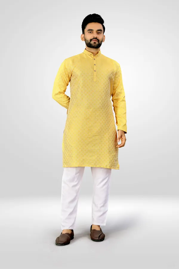 Traditional_Love_Men_Solid_Straight_Kurta_(Yellow)