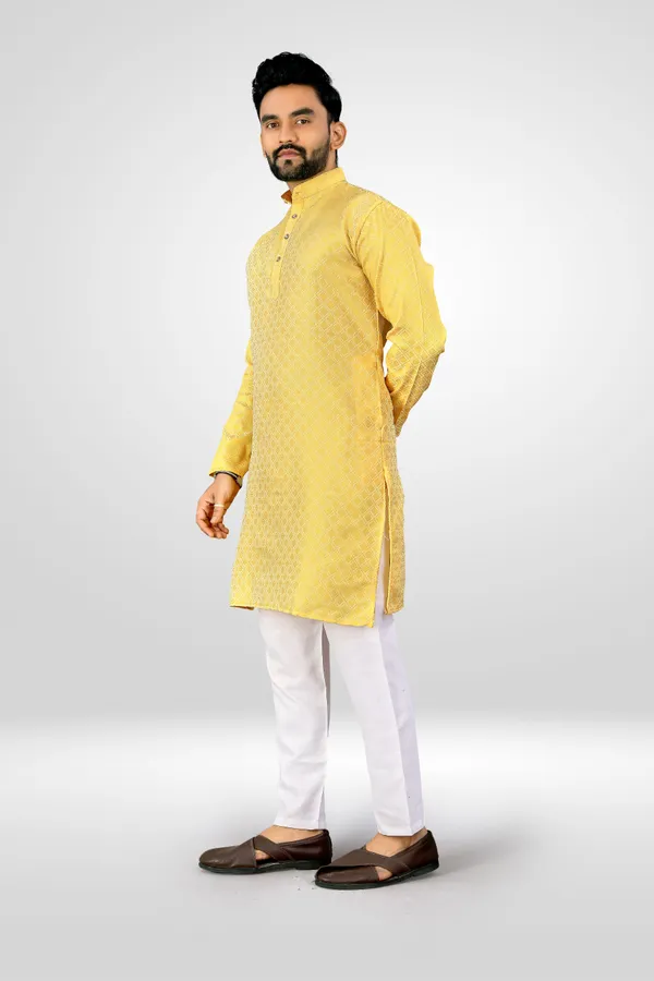 Traditional_Love_Men_Solid_Straight_Kurta_(Yellow)