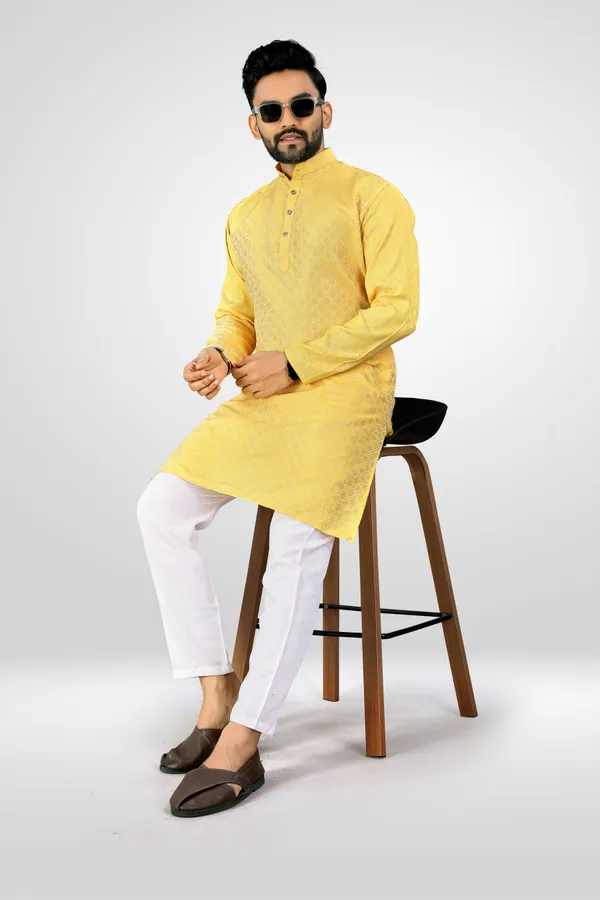 Traditional_Love_Men_Solid_Straight_Kurta_(Yellow)