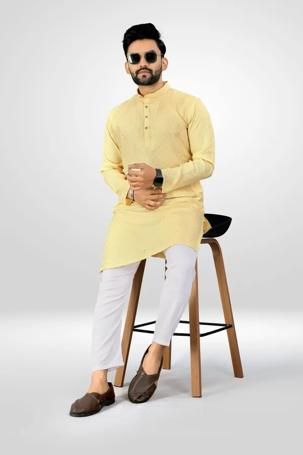Traditional_Love_Men_Solid_Straight_Kurta_(Yellow)
