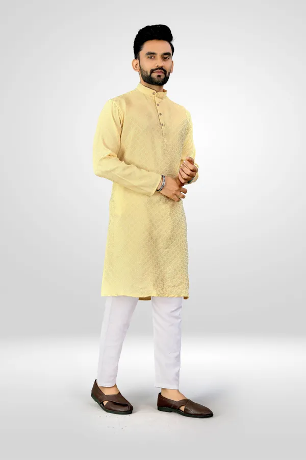 Traditional_Love_Men_Solid_Straight_Kurta_(Yellow)