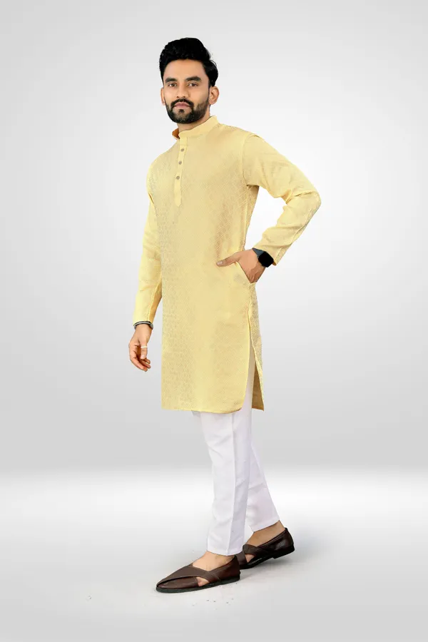 Traditional_Love_Men_Solid_Straight_Kurta_(Yellow)
