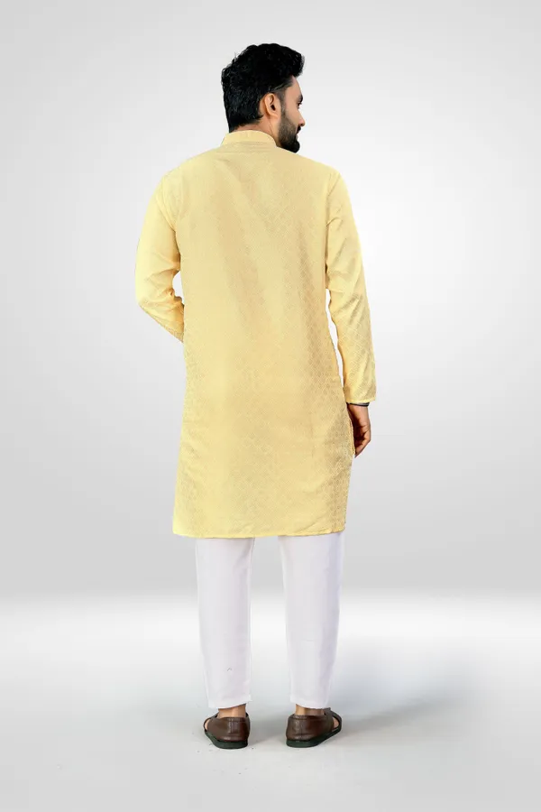 Traditional_Love_Men_Solid_Straight_Kurta_(Yellow)