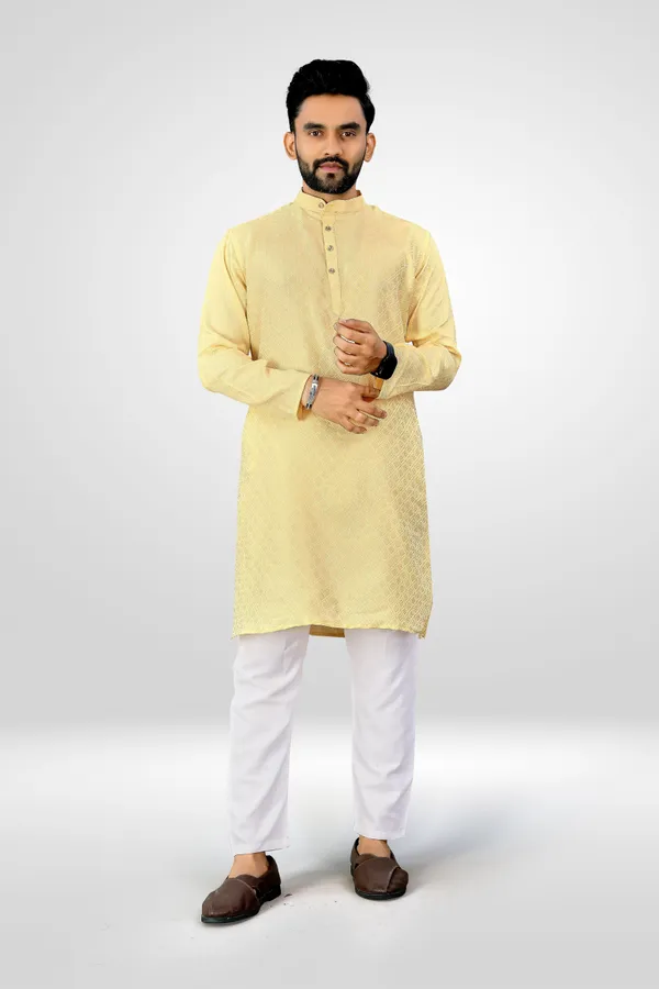 Traditional_Love_Men_Solid_Straight_Kurta_(Yellow)