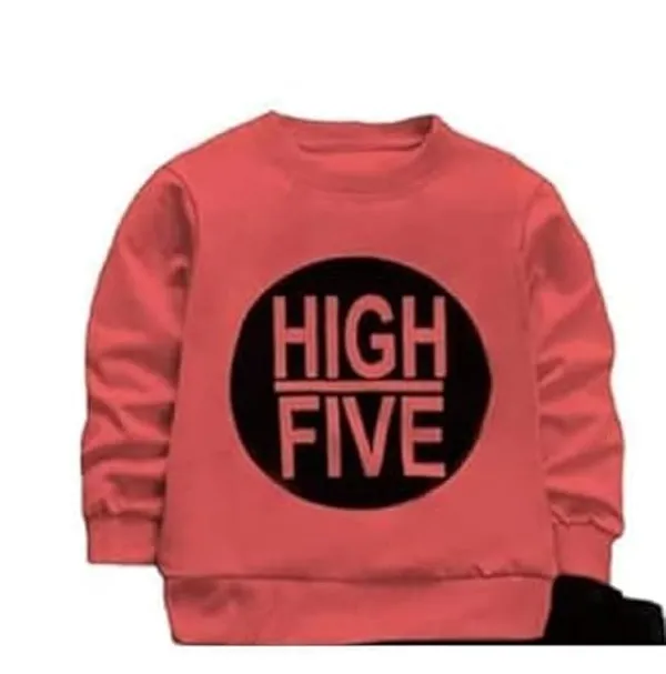 Kids_High_Five_Print_Sweatshirt_and_Jogger_Set,_Coral_Pink_and_Black,_2-Piece_Outfit