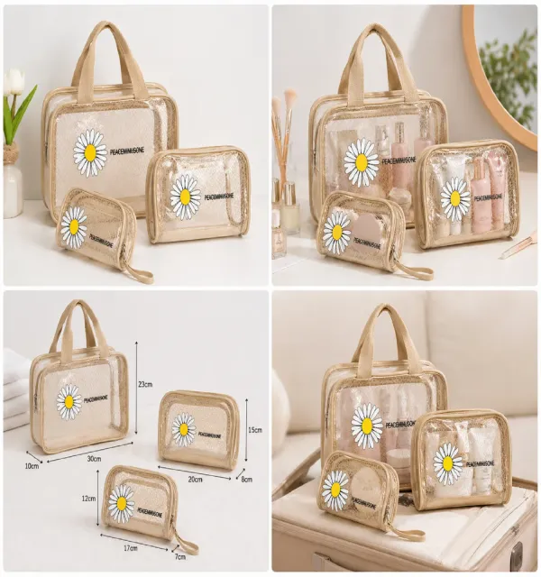 3_Pcs_Makeup_Cosmetic_Bag_Set_for_Women_�_Waterproof_Travel_Wash_Bag_with_Handle,_Large_Capacity_Toiletry_&_Skincare_Organizer-Assorted_Colors