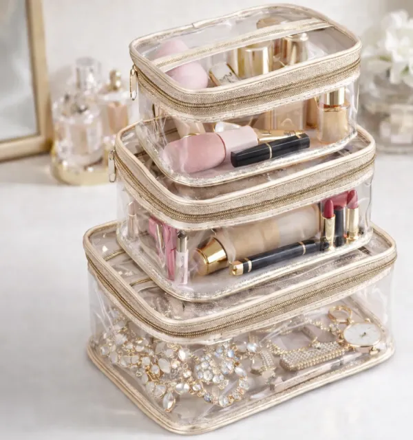 3_Pcs_Makeup_Cosmetic_Bag_Set_for_Women_�_Waterproof_Travel_Wash_Bag_with_Handle,_Large_Capacity_Toiletry_&_Skincare_Organizer-Golden