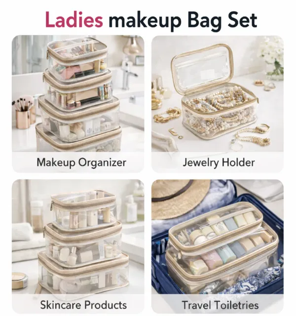 3_Pcs_Makeup_Cosmetic_Bag_Set_for_Women_�_Waterproof_Travel_Wash_Bag_with_Handle,_Large_Capacity_Toiletry_&_Skincare_Organizer-Golden
