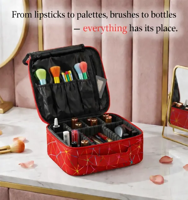 Professional_Faux_Leather_Makeup_Organizer:_Travel_Vanity_Bag_with_Customizable_Dividers_&_Brush_Storage-Red