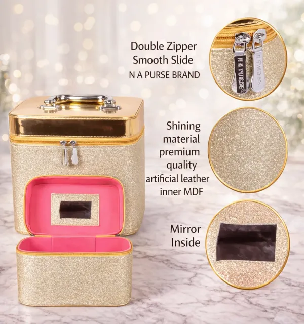 2-Piece_Professional_Makeup_Storage_Organizer_with_Handle,_Portable_Beauty_Vanity_Carrying_Box-Gold,Beige