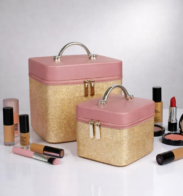 2-Piece_Professional_Makeup_Storage_Organizer_with_Handle,_Portable_Beauty_Vanity_Carrying_Box-Gold,Beige