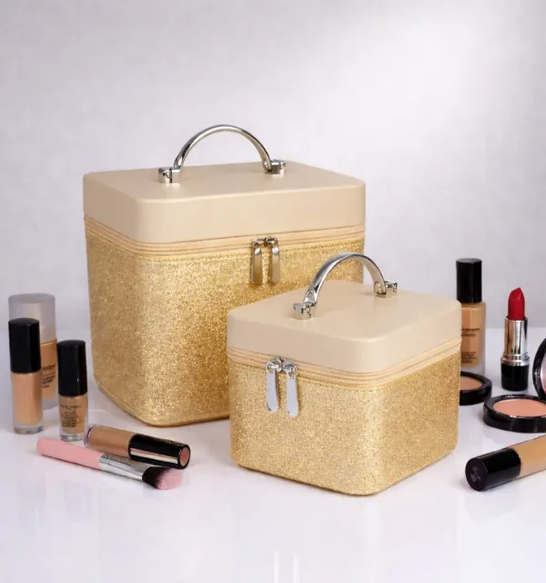 2-Piece_Professional_Makeup_Storage_Organizer_with_Handle,_Portable_Beauty_Vanity_Carrying_Box-Gold