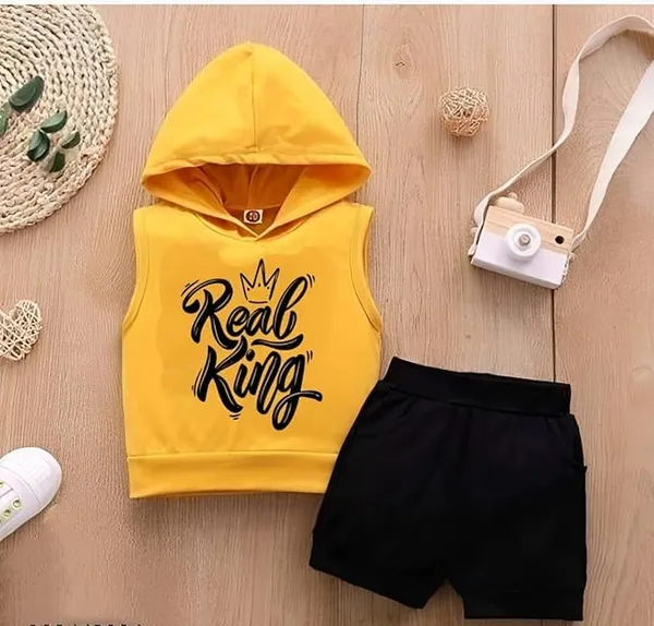 Sleeveless_Hooded_T-shirt_Set_with_'Real_King'_Print,_Yellow_and_Black,_Kids_Summer_outfit