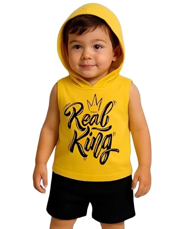 Sleeveless_Hooded_T-shirt_Set_with_'Real_King'_Print,_Yellow_and_Black,_Kids_Summer_outfit
