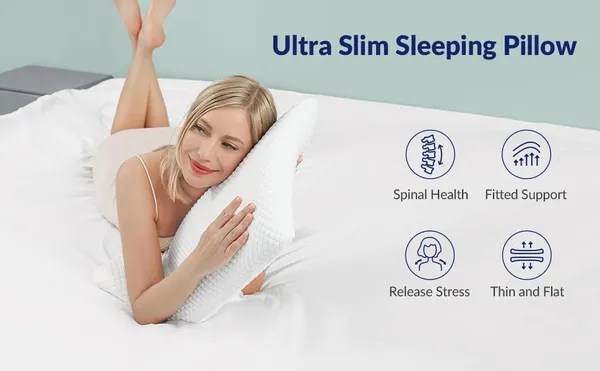 Zudo_Homes_Memory_Foam_Slim_Pillow_for_Sleeping-Cervical_Pillow_for_Neck_Pain,Shoulder_&_Back_Pain_Relief-Orthopedic_Pillow_for_Neck_Support-Ortho_Thin(Pack_of_1),White