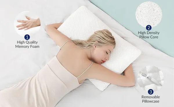 Zudo_Homes_Memory_Foam_Slim_Pillow_for_Sleeping-Cervical_Pillow_for_Neck_Pain,Shoulder_&_Back_Pain_Relief-Orthopedic_Pillow_for_Neck_Support-Ortho_Thin(Pack_of_1),White