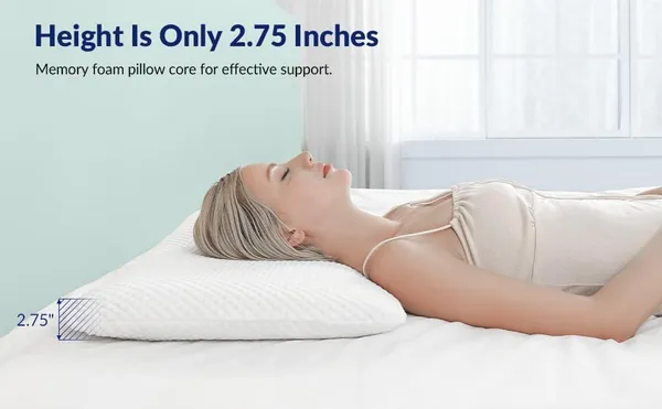 Zudo_Homes_Memory_Foam_Slim_Pillow_for_Sleeping-Cervical_Pillow_for_Neck_Pain,Shoulder_&_Back_Pain_Relief-Orthopedic_Pillow_for_Neck_Support-Ortho_Thin(Pack_of_1),White
