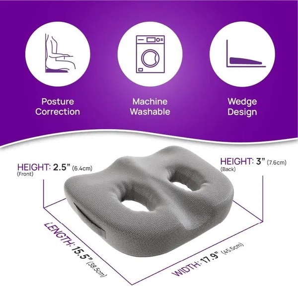 Zudo_Homes_Socket_Seat_Cushion_with_Ortho_Memory_Foam,_Double_Holes_Sit_Bone_Cushion_for_Hip_Pain,_Comfort_for_Sitting_on_Chair_(‎Double_Holes_for_Sit_Bone)