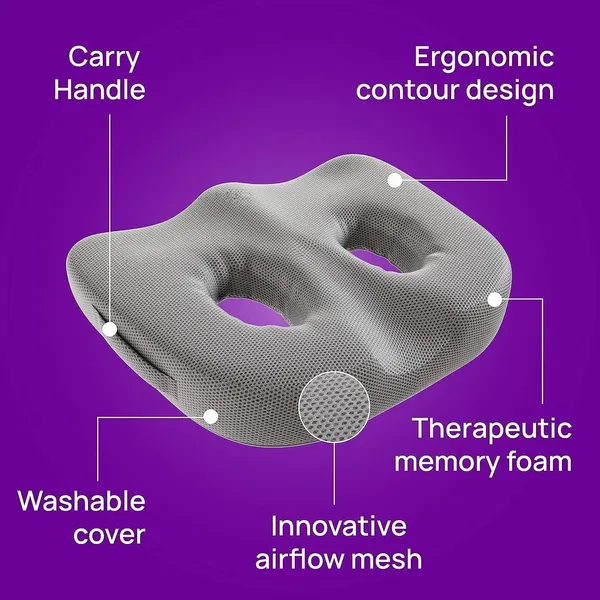 Zudo_Homes_Socket_Seat_Cushion_with_Ortho_Memory_Foam,_Double_Holes_Sit_Bone_Cushion_for_Hip_Pain,_Comfort_for_Sitting_on_Chair_(‎Double_Holes_for_Sit_Bone)