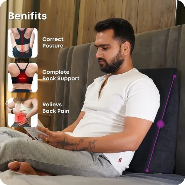 Zudo_Homes_Black_Wedge_Pillow_Memory_Foam_2_Years_Warranty_Orthopedic_Wedge_Cushion_For_Back_Support_Sleeping_Leg_Elevator_Pregnancy_Gerd_Anti_SnoringFree_Size