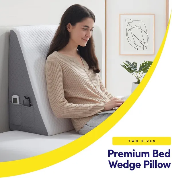 Zudo_Homes_Wedge_Pillow_for_Sleeping,_10_inch_Bed_Wedge_Pillow,_Elevated_Body_Pillow_for_Back_Support,_Acid_Reflux,_Leg,_Neck_Pain,_Snoring,_Triangle_White/Grey