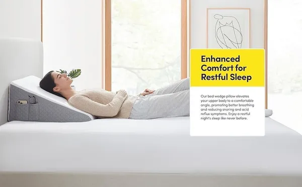 Zudo_Homes_Wedge_Pillow_for_Sleeping,_10_inch_Bed_Wedge_Pillow,_Elevated_Body_Pillow_for_Back_Support,_Acid_Reflux,_Leg,_Neck_Pain,_Snoring,_Triangle_White/Grey